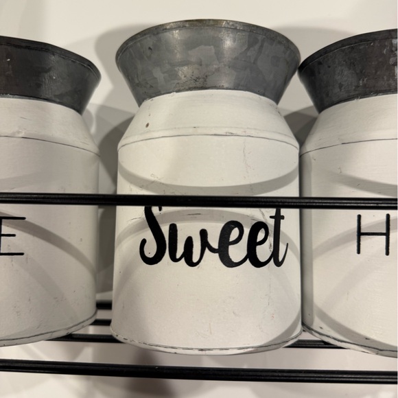 Farmhouse Home Sweet Home Triple White Metal Planter Set - Picture 6 of 7